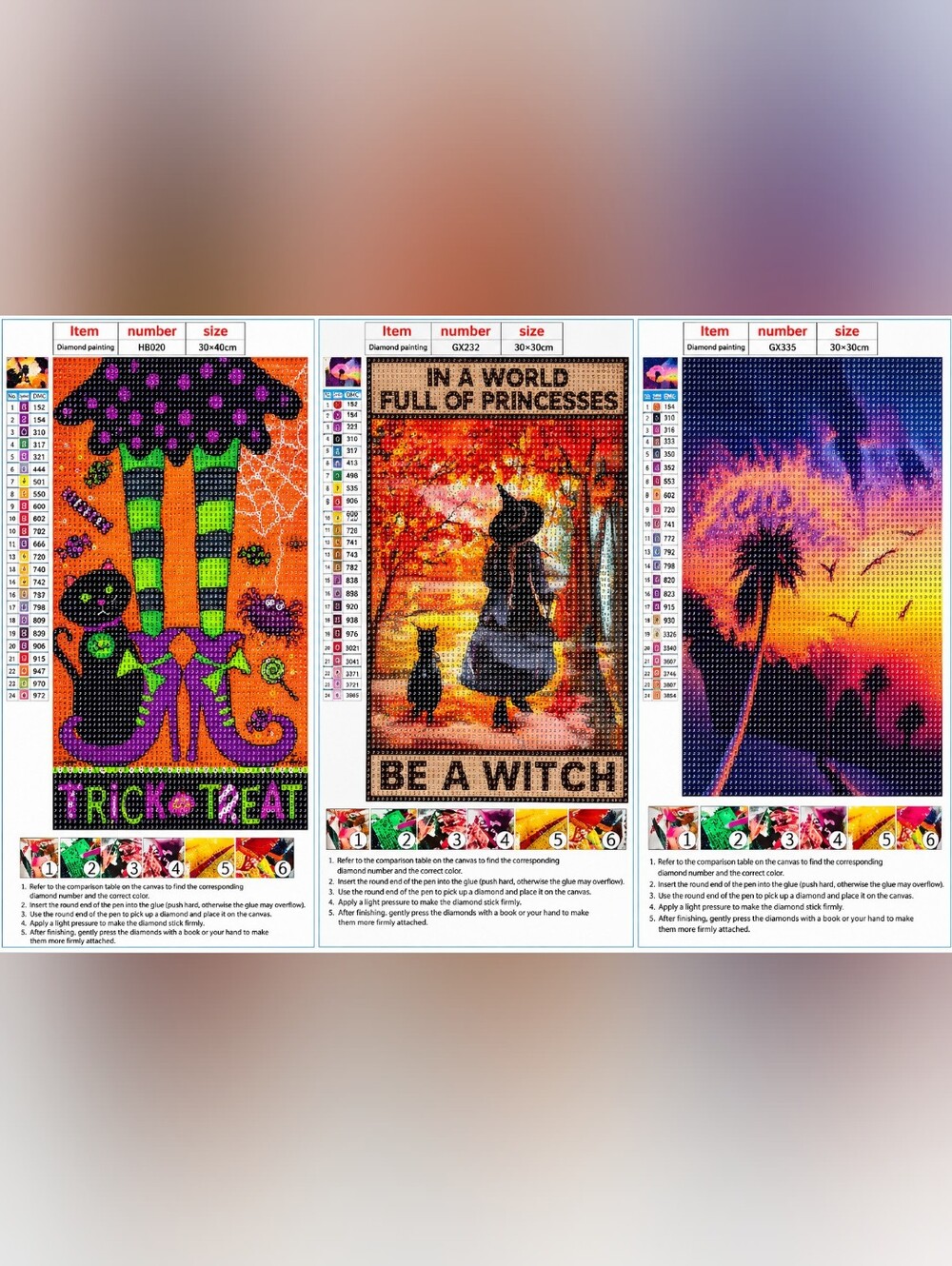 💎 Set of 7 Diamond Painting Kits – Assorted Fall & Halloween Designs